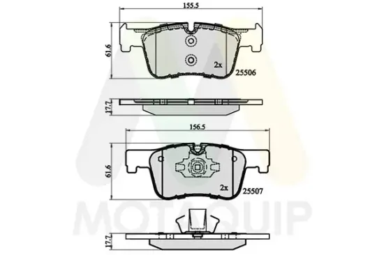 Bremsbelagsatz, Scheibenbremse Vorderachse MOTAQUIP LVXL1729 Bild Bremsbelagsatz, Scheibenbremse Vorderachse MOTAQUIP LVXL1729