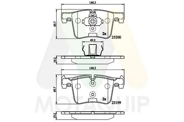 Bremsbelagsatz, Scheibenbremse Vorderachse MOTAQUIP LVXL1730