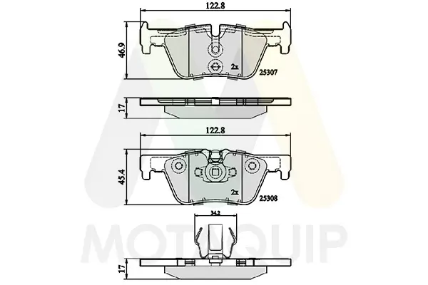 Bremsbelagsatz, Scheibenbremse Hinterachse MOTAQUIP LVXL1731