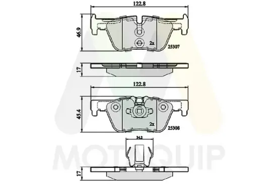 Bremsbelagsatz, Scheibenbremse Hinterachse MOTAQUIP LVXL1731 Bild Bremsbelagsatz, Scheibenbremse Hinterachse MOTAQUIP LVXL1731