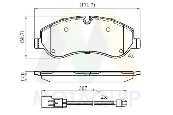 Bremsbelagsatz, Scheibenbremse Vorderachse MOTAQUIP LVXL1744 Bild Bremsbelagsatz, Scheibenbremse Vorderachse MOTAQUIP LVXL1744