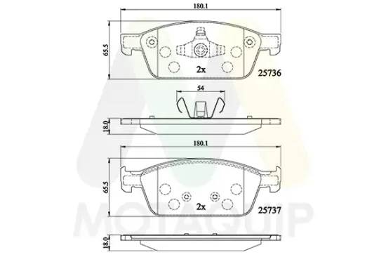 Bremsbelagsatz, Scheibenbremse Vorderachse MOTAQUIP LVXL1756 Bild Bremsbelagsatz, Scheibenbremse Vorderachse MOTAQUIP LVXL1756