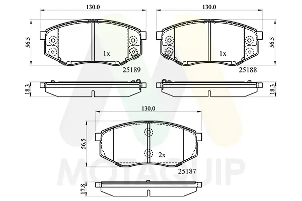 Bremsbelagsatz, Scheibenbremse Vorderachse MOTAQUIP LVXL1757