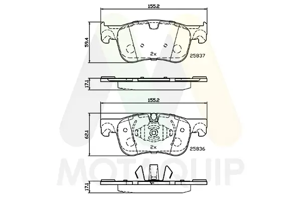 Bremsbelagsatz, Scheibenbremse Vorderachse MOTAQUIP LVXL1758