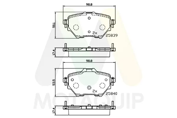 Bremsbelagsatz, Scheibenbremse Hinterachse MOTAQUIP LVXL1760