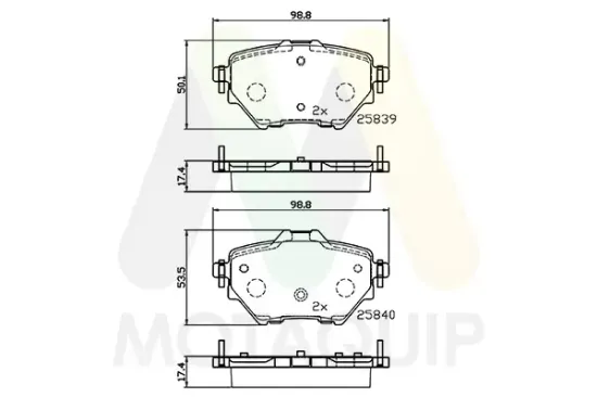 Bremsbelagsatz, Scheibenbremse Hinterachse MOTAQUIP LVXL1760 Bild Bremsbelagsatz, Scheibenbremse Hinterachse MOTAQUIP LVXL1760