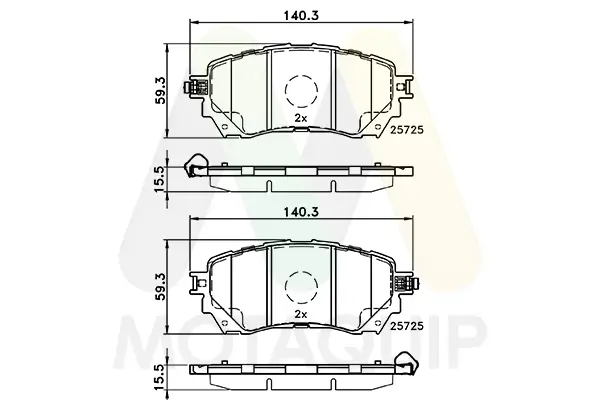 Bremsbelagsatz, Scheibenbremse Vorderachse MOTAQUIP LVXL1762