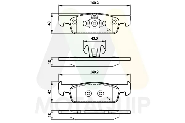 Bremsbelagsatz, Scheibenbremse Vorderachse MOTAQUIP LVXL1765