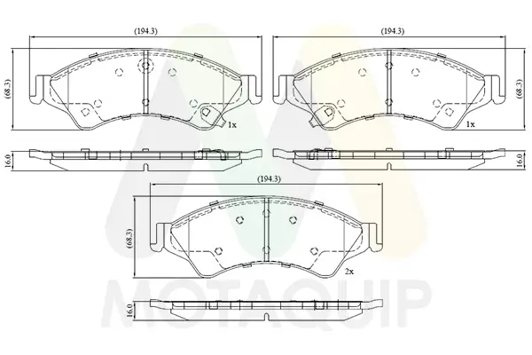 Bremsbelagsatz, Scheibenbremse Vorderachse MOTAQUIP LVXL1768