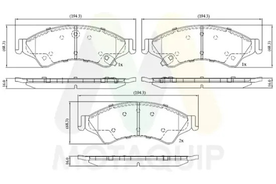 Bremsbelagsatz, Scheibenbremse Vorderachse MOTAQUIP LVXL1768 Bild Bremsbelagsatz, Scheibenbremse Vorderachse MOTAQUIP LVXL1768