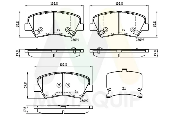Bremsbelagsatz, Scheibenbremse Vorderachse MOTAQUIP LVXL1775