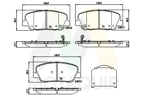 Bremsbelagsatz, Scheibenbremse Vorderachse MOTAQUIP LVXL1776