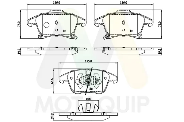 Bremsbelagsatz, Scheibenbremse Vorderachse MOTAQUIP LVXL1788