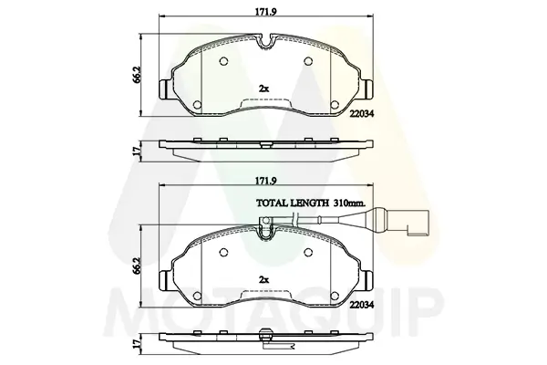 Bremsbelagsatz, Scheibenbremse Vorderachse MOTAQUIP LVXL1791