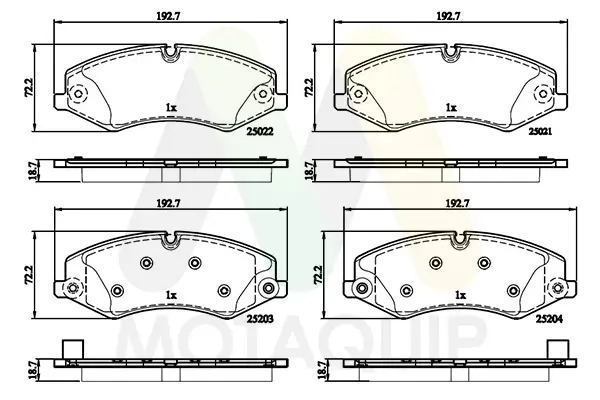 Bremsbelagsatz, Scheibenbremse Vorderachse MOTAQUIP LVXL1793