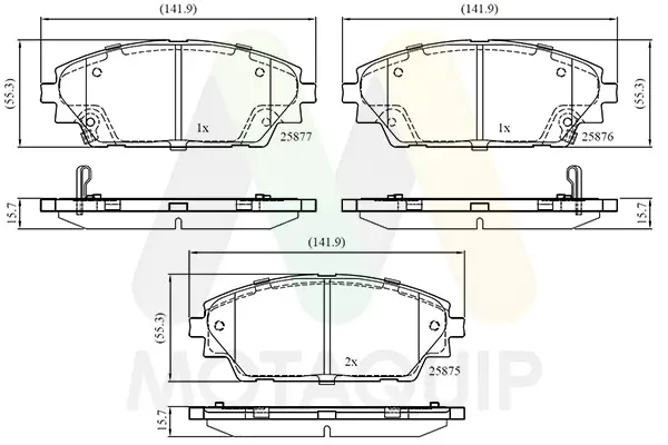 Bremsbelagsatz, Scheibenbremse Vorderachse MOTAQUIP LVXL1795