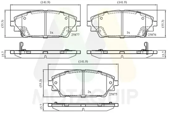 Bremsbelagsatz, Scheibenbremse Vorderachse MOTAQUIP LVXL1795 Bild Bremsbelagsatz, Scheibenbremse Vorderachse MOTAQUIP LVXL1795