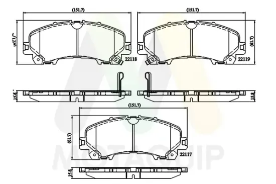 Bremsbelagsatz, Scheibenbremse Vorderachse MOTAQUIP LVXL1800 Bild Bremsbelagsatz, Scheibenbremse Vorderachse MOTAQUIP LVXL1800