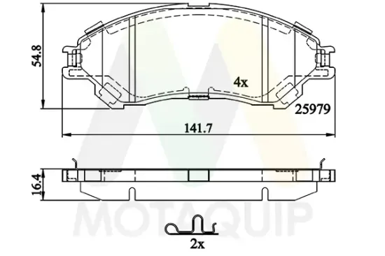 Bremsbelagsatz, Scheibenbremse Vorderachse MOTAQUIP LVXL1805 Bild Bremsbelagsatz, Scheibenbremse Vorderachse MOTAQUIP LVXL1805