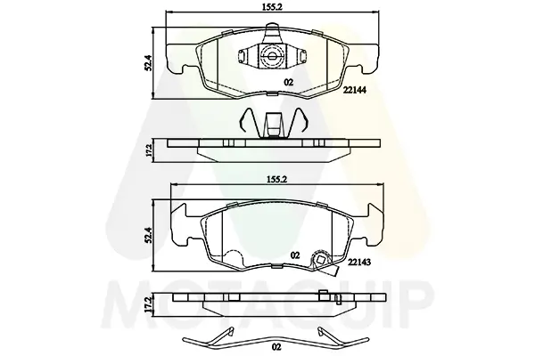 Bremsbelagsatz, Scheibenbremse Vorderachse MOTAQUIP LVXL1808