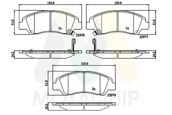 Bremsbelagsatz, Scheibenbremse Vorderachse MOTAQUIP LVXL1812