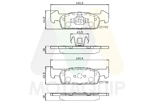 Bremsbelagsatz, Scheibenbremse Vorderachse MOTAQUIP LVXL1822