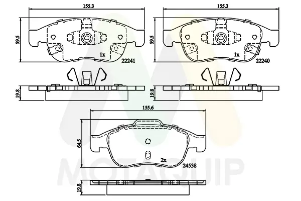 Bremsbelagsatz, Scheibenbremse Vorderachse MOTAQUIP LVXL1829