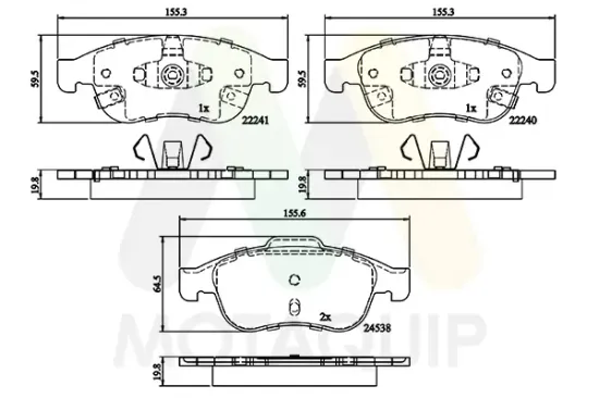 Bremsbelagsatz, Scheibenbremse Vorderachse MOTAQUIP LVXL1829 Bild Bremsbelagsatz, Scheibenbremse Vorderachse MOTAQUIP LVXL1829