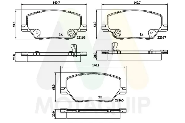 Bremsbelagsatz, Scheibenbremse Vorderachse MOTAQUIP LVXL1830
