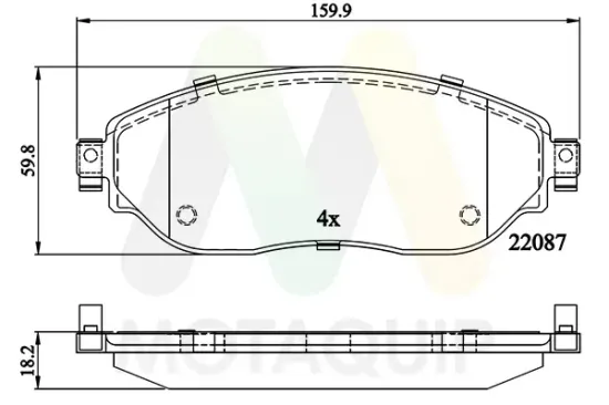 Bremsbelagsatz, Scheibenbremse Vorderachse MOTAQUIP LVXL1838 Bild Bremsbelagsatz, Scheibenbremse Vorderachse MOTAQUIP LVXL1838
