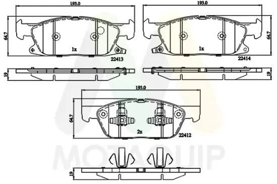 Bremsbelagsatz, Scheibenbremse Vorderachse MOTAQUIP LVXL1844 Bild Bremsbelagsatz, Scheibenbremse Vorderachse MOTAQUIP LVXL1844