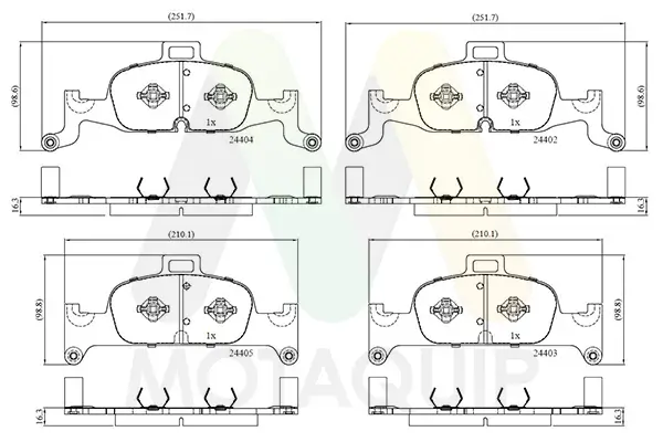 Bremsbelagsatz, Scheibenbremse Vorderachse MOTAQUIP LVXL1847
