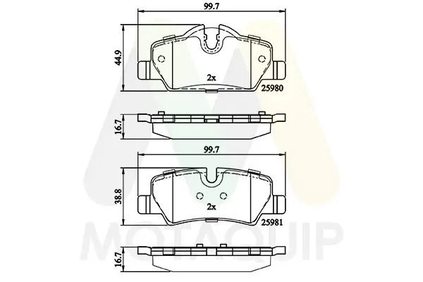 Bremsbelagsatz, Scheibenbremse Hinterachse MOTAQUIP LVXL1848
