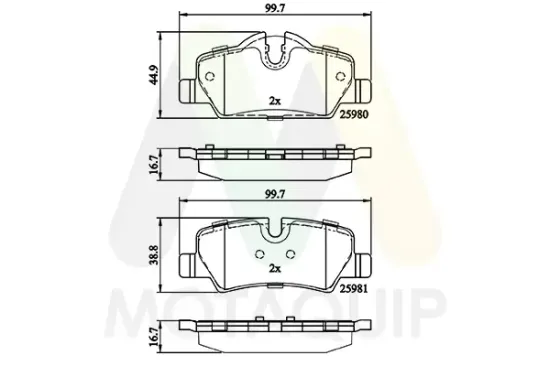 Bremsbelagsatz, Scheibenbremse Hinterachse MOTAQUIP LVXL1848 Bild Bremsbelagsatz, Scheibenbremse Hinterachse MOTAQUIP LVXL1848