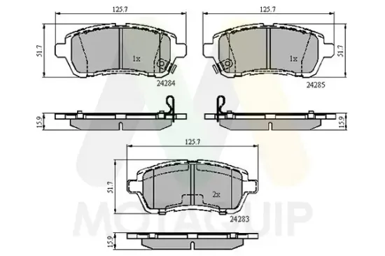 Bremsbelagsatz, Scheibenbremse Vorderachse MOTAQUIP LVXL1850 Bild Bremsbelagsatz, Scheibenbremse Vorderachse MOTAQUIP LVXL1850