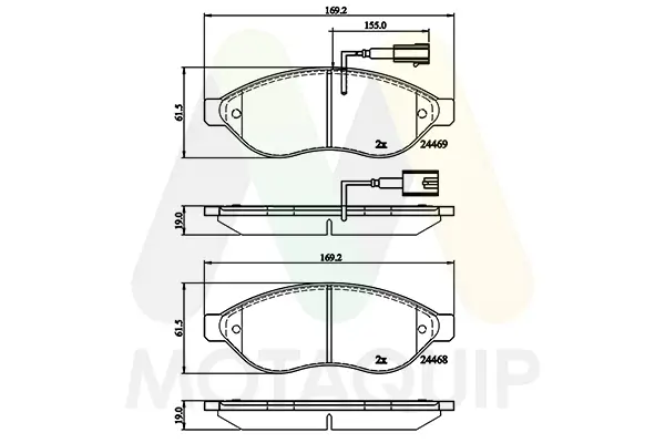 Bremsbelagsatz, Scheibenbremse Vorderachse MOTAQUIP LVXL1852