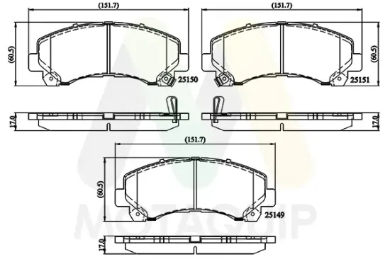 Bremsbelagsatz, Scheibenbremse Vorderachse MOTAQUIP LVXL1861 Bild Bremsbelagsatz, Scheibenbremse Vorderachse MOTAQUIP LVXL1861