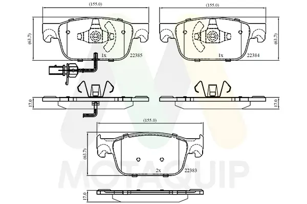Bremsbelagsatz, Scheibenbremse Vorderachse MOTAQUIP LVXL1874
