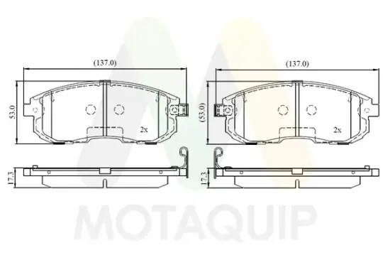 Bremsbelagsatz, Scheibenbremse Vorderachse MOTAQUIP LVXL1880 Bild Bremsbelagsatz, Scheibenbremse Vorderachse MOTAQUIP LVXL1880