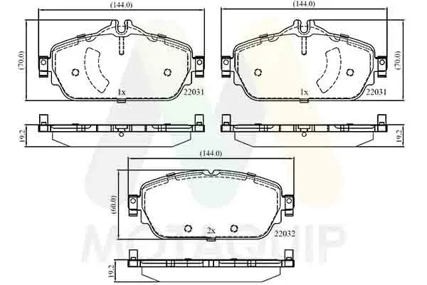 Bremsbelagsatz, Scheibenbremse Vorderachse MOTAQUIP LVXL1884