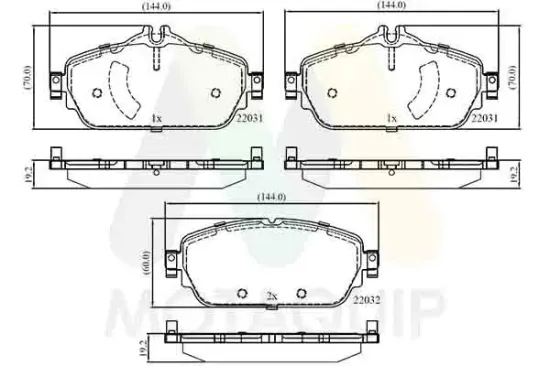 Bremsbelagsatz, Scheibenbremse Vorderachse MOTAQUIP LVXL1884 Bild Bremsbelagsatz, Scheibenbremse Vorderachse MOTAQUIP LVXL1884