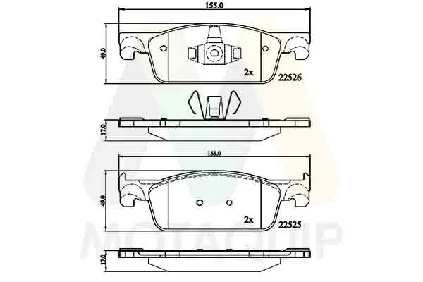 Bremsbelagsatz, Scheibenbremse Vorderachse MOTAQUIP LVXL1889
