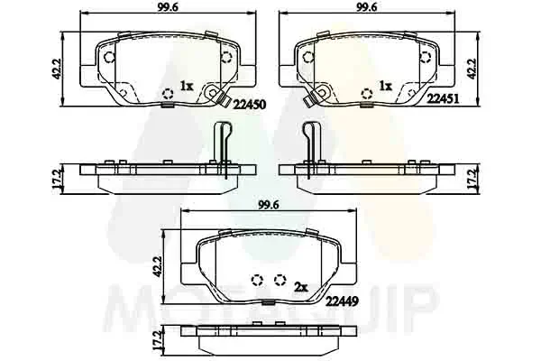 Bremsbelagsatz, Scheibenbremse Hinterachse MOTAQUIP LVXL1891