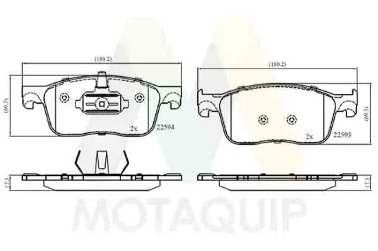 Bremsbelagsatz, Scheibenbremse Vorderachse MOTAQUIP LVXL1902 Bild Bremsbelagsatz, Scheibenbremse Vorderachse MOTAQUIP LVXL1902