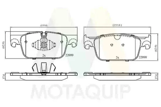 Bremsbelagsatz, Scheibenbremse Vorderachse MOTAQUIP LVXL1904 Bild Bremsbelagsatz, Scheibenbremse Vorderachse MOTAQUIP LVXL1904