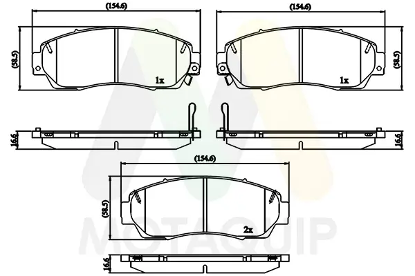Bremsbelagsatz, Scheibenbremse Vorderachse MOTAQUIP LVXL1915