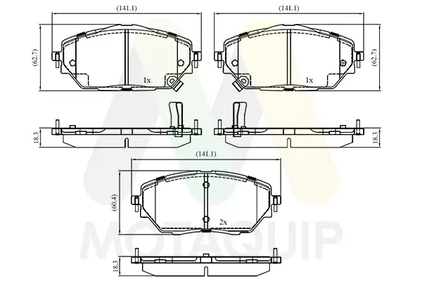 Bremsbelagsatz, Scheibenbremse Vorderachse MOTAQUIP LVXL1952