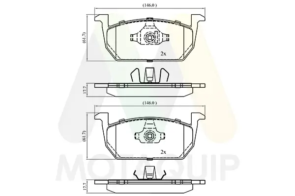 Bremsbelagsatz, Scheibenbremse Vorderachse MOTAQUIP LVXL1954