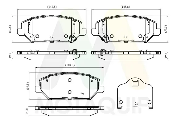Bremsbelagsatz, Scheibenbremse Vorderachse MOTAQUIP LVXL1976