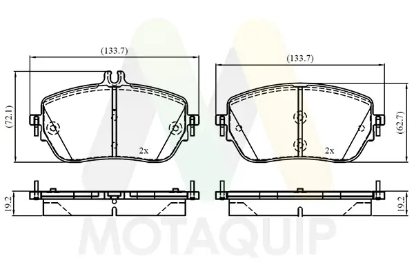 Bremsbelagsatz, Scheibenbremse Vorderachse MOTAQUIP LVXL2055